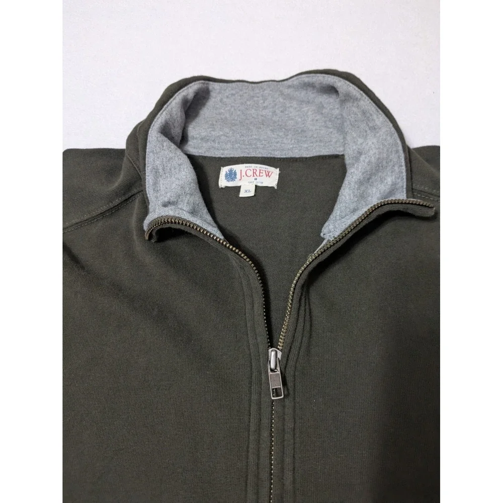 J Crew Sweater Men XL Olive Green Solid Quarter Zip Pullover‎ Preppy Casual